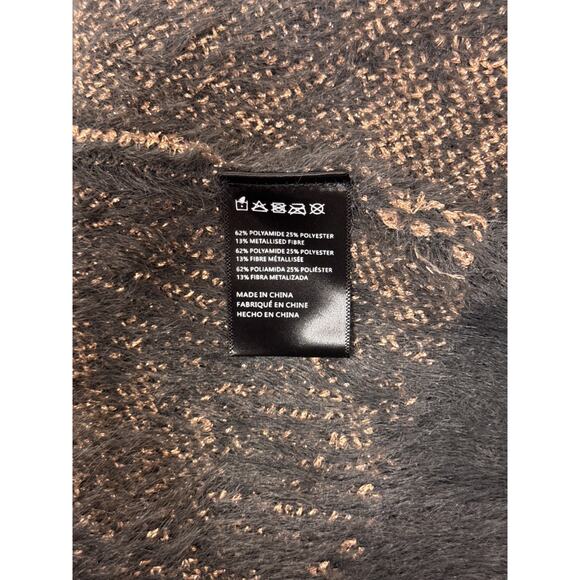 Anthropologie Sweater OS One Size Women Maeve Brown Gold Metallic Fuzzy Cardigan - Picture 8 of 8